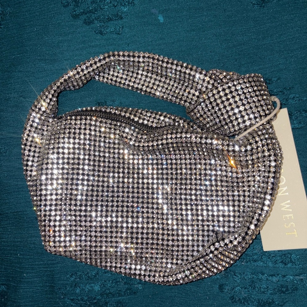 Madison West Sparkling Silver Clutch